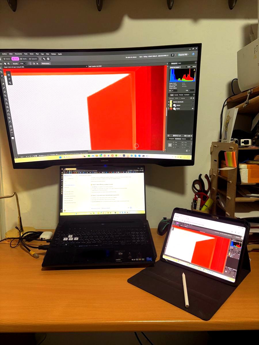 Puesto de trabajo con IA y diseño